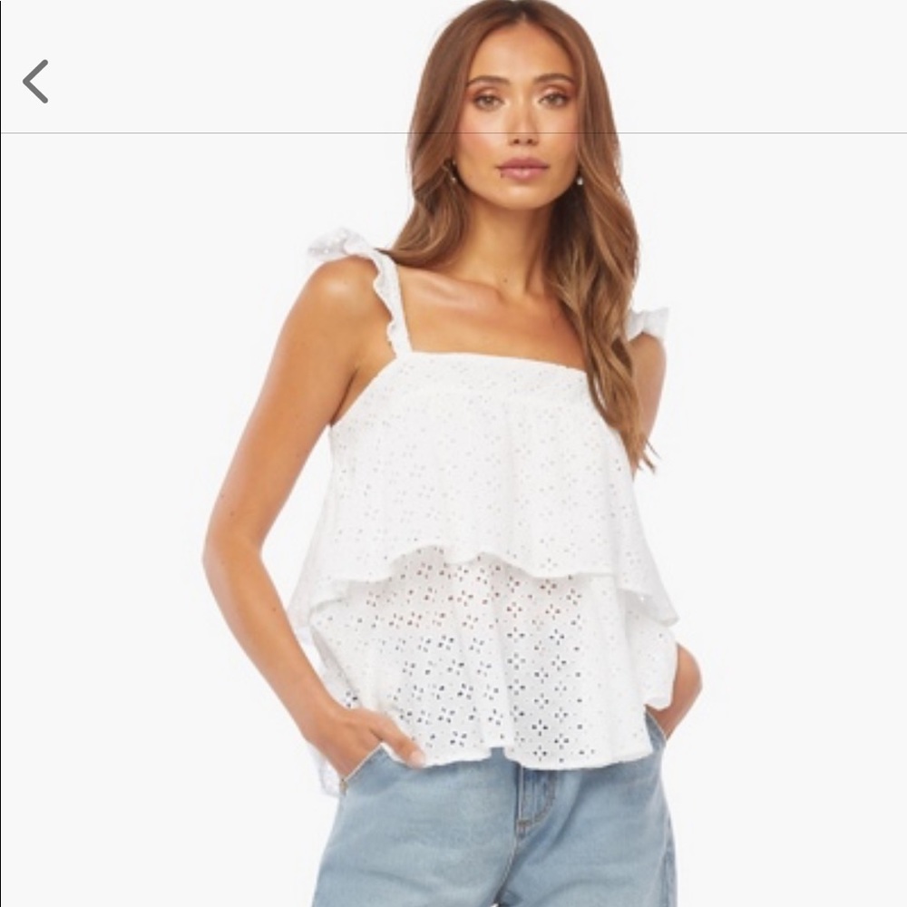 NWT JustFab Tiered Eyelet Top